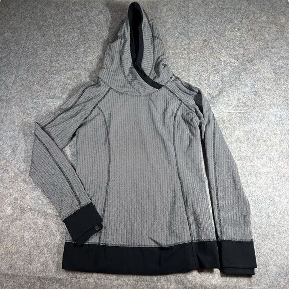 Lululemon All Good Hooded Pullover Womens 8 Black Herringbone Running Athleisure - Picture 2 of 9